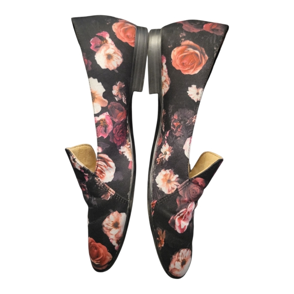 Naturalizer Black Floral Slip-On Loafers with Rose Accents - Picture 3 of 8